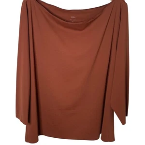 Nike Yoga Top Womens 3x Dri-Fit Cognac Boat Neck 3/4 Sleeve Tight Fit Collant - Picture 1 of 7