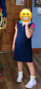 RALPH LAUREN girl polo Dress med 8 10 purple navy pink summer holiday party - Picture 1 of 5