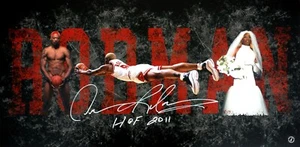 Dennis Rodman Autographed Career Collage Chicago Bulls 15x30 Photo ASI Proof - Picture 1 of 2