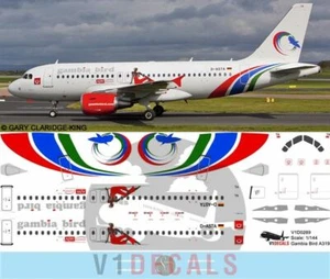 V1 Decals Airbus A319 Gambia Bird for 1/144 Revell Model Airplane Kit V1D0289 - Foto 1 di 8