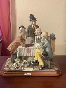vintage capodimonte by a.belcari 4 old men playing checkers - Picture 1 of 8