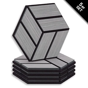 Akustik Wandpaneele 3D Hexagon Akustikplatten 30x26cm Grau Paneele Homestyle4u - Bild 1 von 12