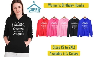 Tiara WHITE - Queens Are Born In AUGUST HOODIE Sweatshirt Best Birthday - Image 1 of 2