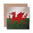 1 x Blank Greeting Card Distressed Wales Welsh Dragon Flag #56016