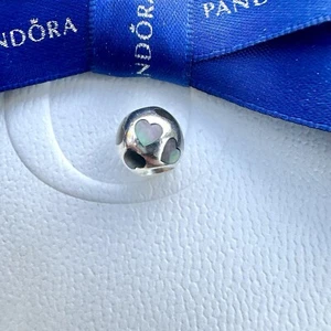 Authentic Pandora Silver Black Mother Of Pearl Hearts Charm #790398MPB - Picture 1 of 4