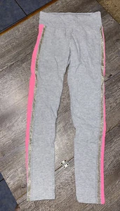 Justice sz 12 gray neon pink gold leggings 80’s stranger things style guc - Picture 1 of 8