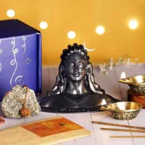 Isha Life Adiyogi Arpanam Gift set With Chain Mala Lamp Diya - Picture 1 of 7