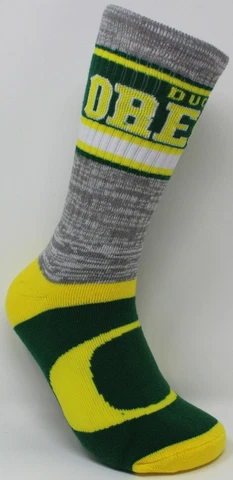Oregon Ducks NCAA FBF For Bare Feet Double Deuce Gray Knit Crew Socks *Large Cover