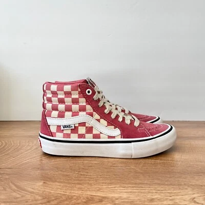 Tênis de skate Vans SK8 Hi Pro quadriculado rosa deserto juvenil tamanho 4 - Imagem 1 de 4