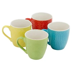240ml verschiedene gemusterte Farben Porzellan Tee Kaffeetassen Tassen 4er Set - Bild 1 von 4