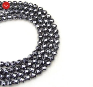 Perline ematite naturale nere sfaccettate rotonde 10 mm per fare gioielli fai da te 15'' l805 - Foto 1 di 6