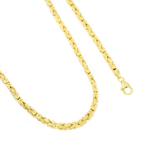 10K Yellow Gold 3mm Byzantine Chain Square Link Italian Pendant Necklace 18" - Picture 1 of 12