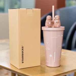 Neu Starbucks China 2025 Valentinstag 19oz SS Strohhalmbecher mit Capybara Topper - Bild 1 von 5