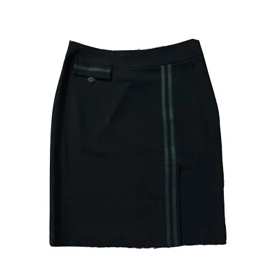 Saia Dalia Preta Comprimento do Joelho Lápis Elástico Carreira Fenda Frontal Elástico 6 - Imagem 1 de 4