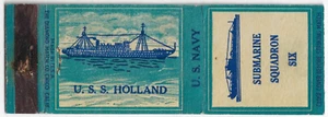 USS Holland (AS-32) submarine tender NAVY 1963 Empty Matchbook Cover - Picture 1 of 3