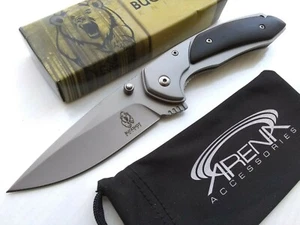 Buckshot Flipper Pocket Knife Blade Spring Assisted Tip Up Carry EDC Black Wood - Picture 1 of 6