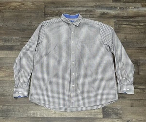 Johnston & Murphy Mens Button Up Shirt Plaid Tan Orange Blue Large Down - Picture 1 of 4