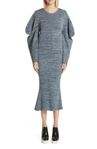 Stella McCartney Puff Sleeve Cotton Mouliné Dress Sz IT 44 US 10 L Org $1,395 - Picture 1 of 12