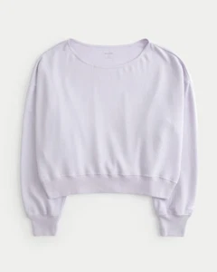 Hollister Light-Purple Easy Off-the-Shoulder Terry Sweatshirt Size L - Picture 1 of 4