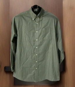 LL Bean Mens Green Plaid Button Up Collared 100% Cotton Dress Shirt Large Tall - Picture 1 of 8