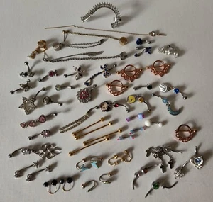 47 Body Jewelry Lot Pierced belly button Ear cuff Betty Boop Tweety Rhinestone - Picture 1 of 12