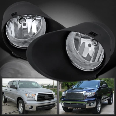 Fit 2007 2008 2009-2013 Toyota Tundra Fog Lights Clear Lens Lamps W/Covers Pair - Image 1 of 4