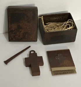 JAN BARBOGLIO Iron Trinket Box Forged Metal HOUSE BLESSING CROSS 4x2.5 - Picture 1 of 15