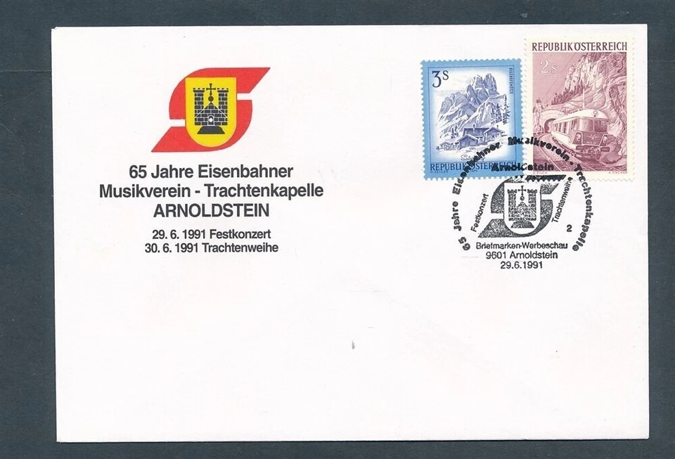 D442466 Austria Ferrocarril Cubierta 60 Años Ferrocarril Música Assoc. Arnoldstein Foto 1 de 1
