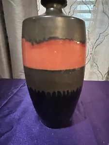 Vintage Brown and Orange Ceramic Stoneware Vase Pottery Home Decor Fat Lava - Picture 1 of 14