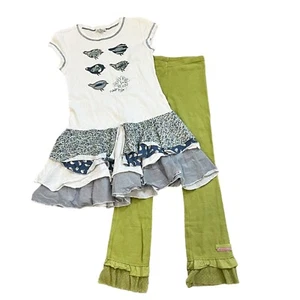 Bird Applique Dress & Leggings Outfit Set Naartjie Girls Size 8/9 - Picture 1 of 11