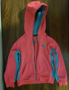 Nike Therma-Fit Youth Girls Hoodie Pink Gray "Just Do It" Size 4 No Zipper Look - Picture 1 of 11