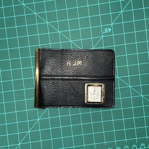 Pioneer Wallet Watch Wine-Up Watch Genuine Leather  Vintage - Picture 1 of 3