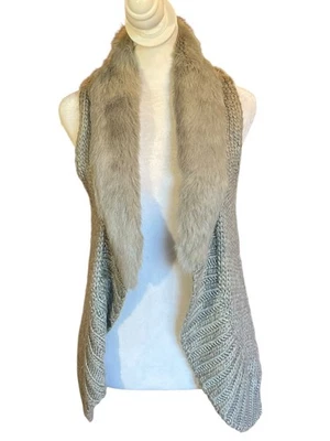 Fenn Wright Sz M Knit Alpaca Sweater Cardigan Jacket Wool real fur Manson grey - Image 1 of 4