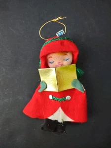 Adorno de Navidad de fieltro vintage KURT ADLER, hecho en Japón - 3,5" Caroler Girl - Imagen 1 de 5