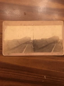 STEREO VIEW RAILROAD TRAIN WRECK K.C.M' & B. RAILROAD NEW ALBANY IND. - Picture 1 of 3