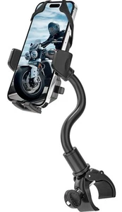 Long Arm Motorcycle Phone Holder, [Upgraded Secure Tether] Bike Cell Phone Mo... - Picture 1 of 8