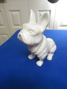 Weiße französische Bulldogge aus Keramik 9 Zoll - Bild 1 von 3