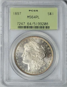 1897 Morgan Silver Dollar PCGS MS-64PL - Picture 1 of 2
