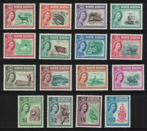 North Borneo Birds animales salvajes orquídeas 16v 1961 MNH SG#391-406 MI#313-328 - Imagen 1 de 1