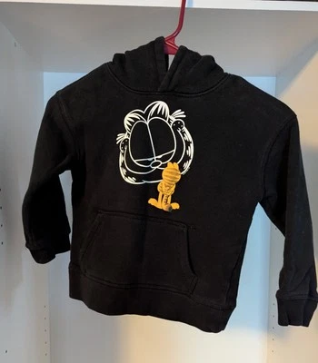 Sudadera con capucha negra con bolsillo Garfield Cat Tabby Gap Kids XS 4-5 2021 Foto 1 de 4