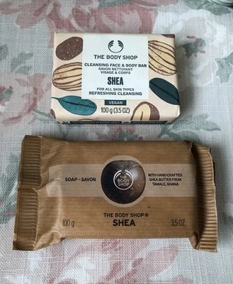 2 X BODY SHOP SHEA SOAP CLEANSING FACE & BODY BAR 100G SIZES NEW BNIP - Image 1 of 2