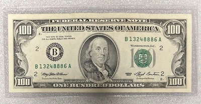 1993 New York $100 Dollar Note FRN B13248886A Fr. 2174-B Triple 8, CLEAN BL2 - Image 1 of 2