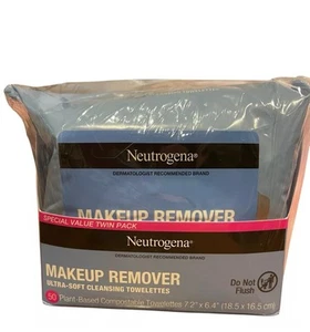 Neutrogena Makeup Remover Wipes, Ultra-Soft Cleansing Facial Towelette 25 Ct 2pk - Picture 1 of 2