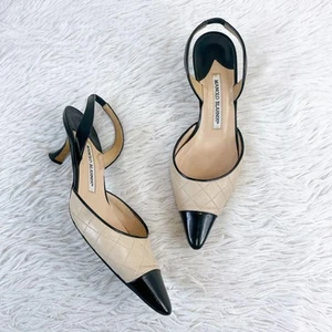 Manolo Blahnik Pump Heels Patent Quilted EU36.0/US6.0 from Japan Authentic - Picture 1 of 24