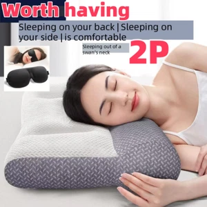 2 PACK Ergonomic Foam Cervical Pillow for Neck/Shoulder Pain Relief Orthopedic - Picture 1 of 16