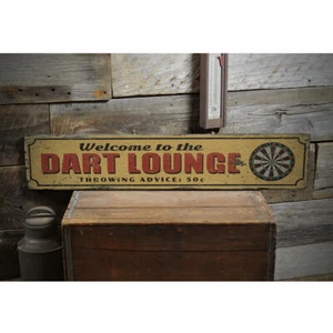 Dart Lounge Novelty Distressed Sign, Personalized Wood Sign - Picture 1 of 2