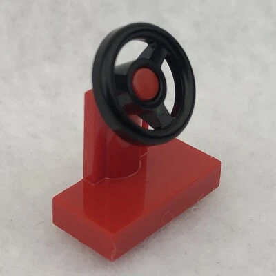 LEGO 3829c01 Red Vehicle, Steering Stand 1 x 2 W/ Black Steering Wheel (x1) - Image 1 of 2