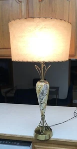 MCM Mid Century Atomic Era 1950’s Working Table Lamp Fiberglass Shade - Picture 1 of 17