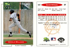 Gerald Williams 1991 Classic Best Baseball Card 127  Albany-Colonie Yankees