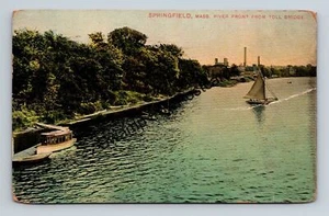 Postcard Springfield Massachusetts River Front From Toll Bridge c1909 - Picture 1 of 2
